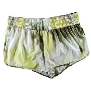 DSG Womens Size XXL High Rise Stride Shorts Green Yellow Built in Brief New